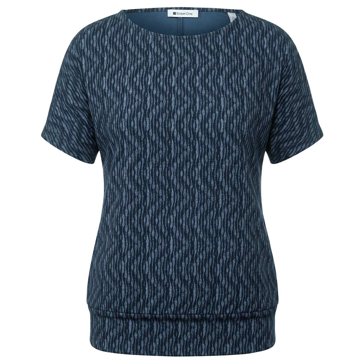Street One Damen T-Shirt Printed Bottom Cuff ashen blue