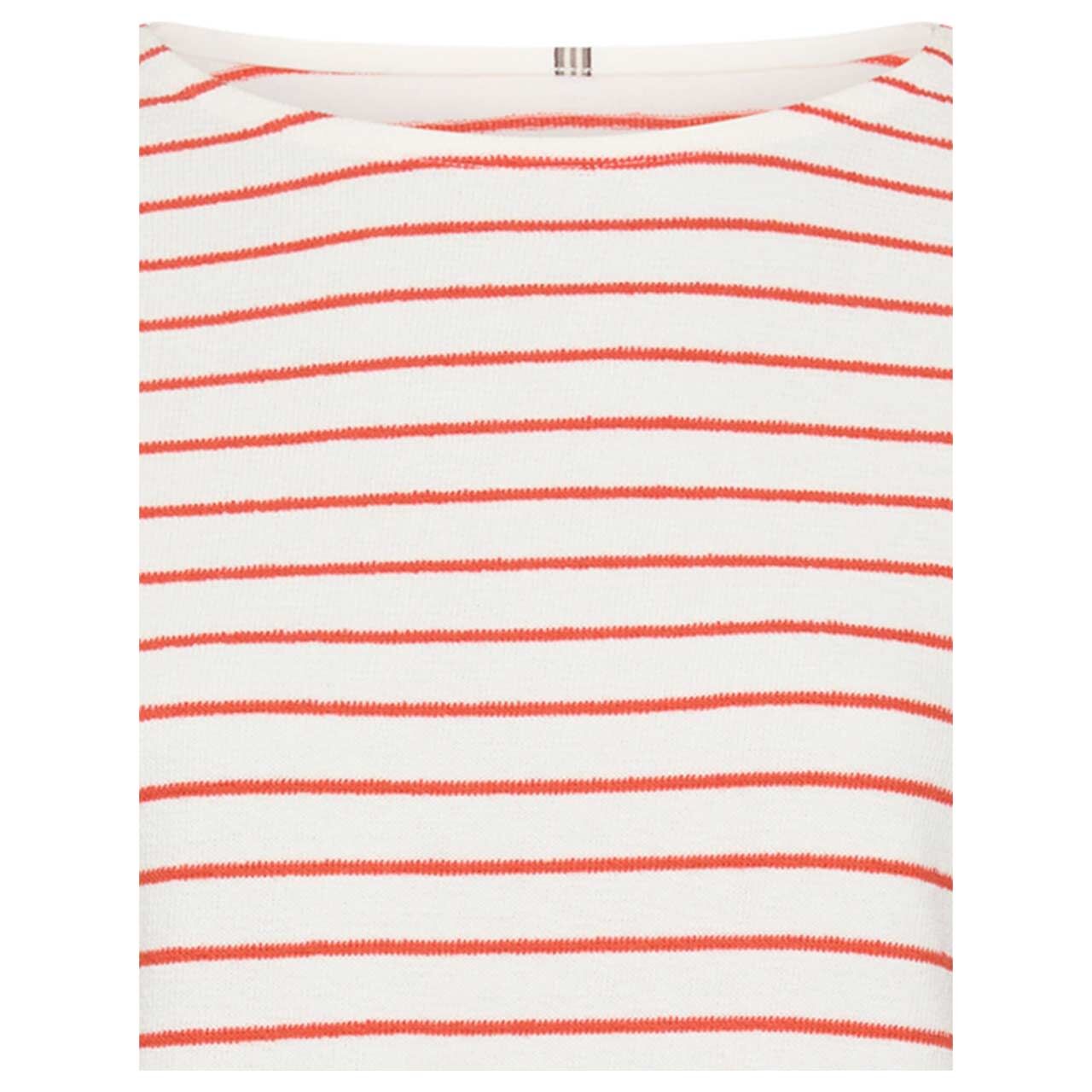 Damen Langarm Shirt von Camel active in Orange gestreift, detaillierte Vorderansicht