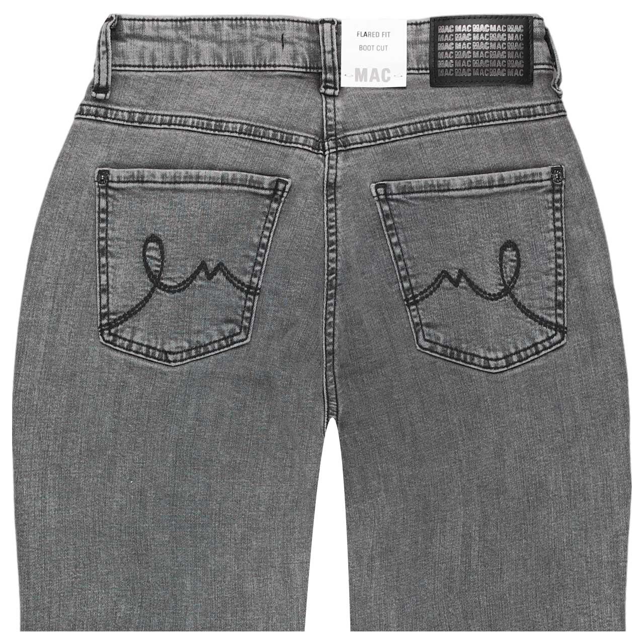Stretch Damen 7/8 Jeans Laura von MAC in Grau angewaschen mit Strass, detaillierte Rückansicht