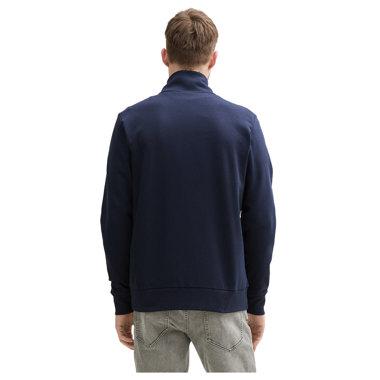 Tom Tailor Herren Sweatjacke Printed Stand-Up sky captain blue