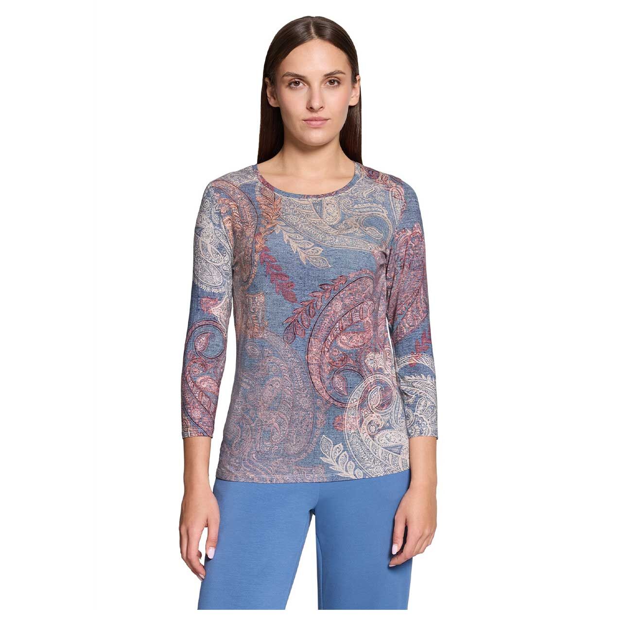 Damen 3/4 Arm Shirt von Betty Barclay in Blau mit Print, Vorderansicht am Model