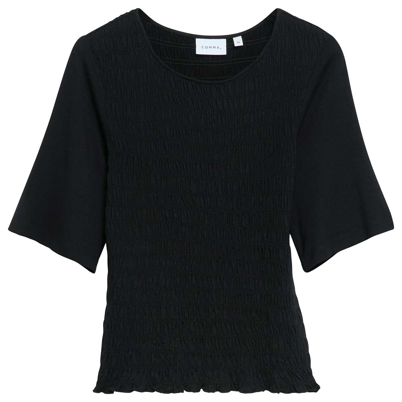 Comma Damen T-Shirt black smok detail