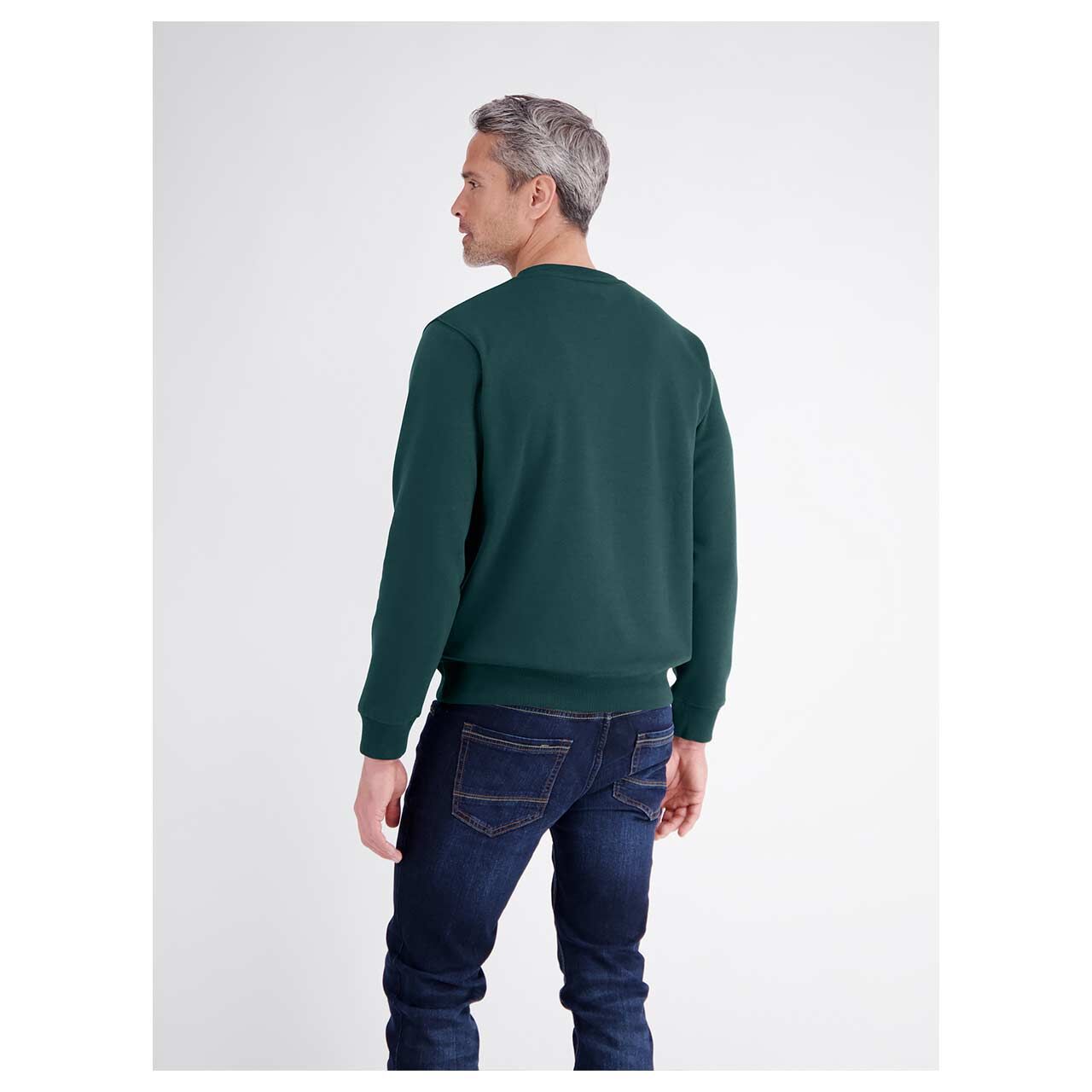 Herren Sweatshirt von Lerros in Dunkelgrün, Rückansicht am Model