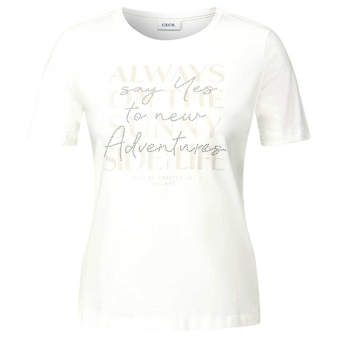 Cecil Damen T-Shirt Glitter Foil Print vanilla white Cecil Damen T-Shirt Glitter Foil Print vanilla white