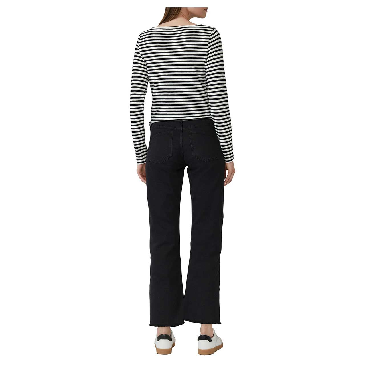 Damen Langarm Shirt von s.Oliver in Schwarz gestreift, Rückansicht