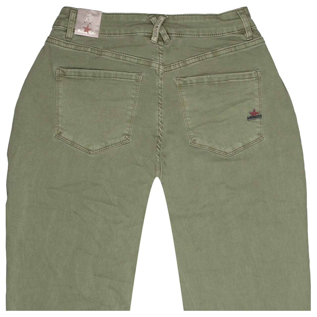 Damen Ankle Baumwollhose Ibiza Cropped Stretch Twill von Buena Vista in Salbeigrün mit der Farbnummer 2903, detaillierte Rückansicht