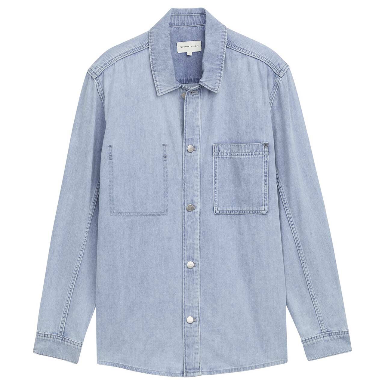 Tom Tailor Herren Langarm Jeanshemd used bleached blue