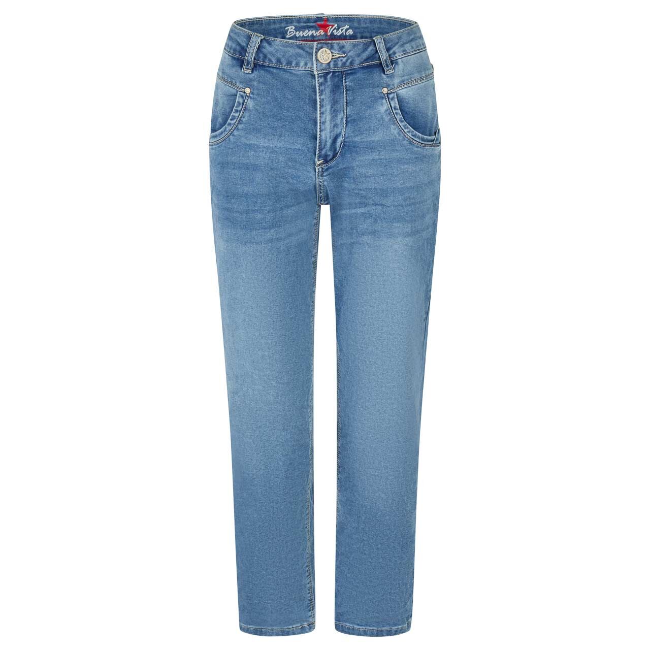 Damenjeans Anna C 7/8 Straight Stretch Denim von Buena Vista in Hellblau verwaschen, Vorderansicht