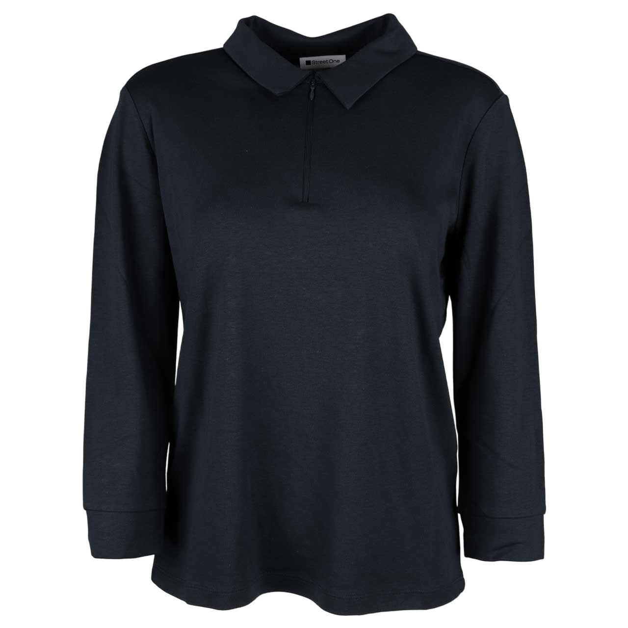 Street One Damen 3/4 Arm Poloshirt Basic Zipper shadowed navy