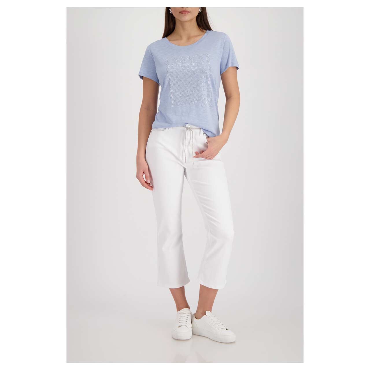 Damen T-Shirt von Monari in Hellblau mit Print, Ganzkörperansicht