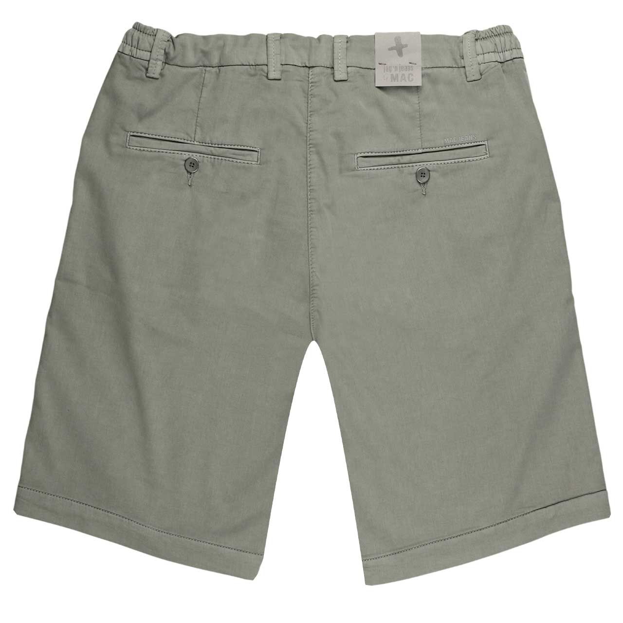 Baumwoll Bermuda Jogn Short von MAC in Grün-Grau, detaillierte Rückansicht