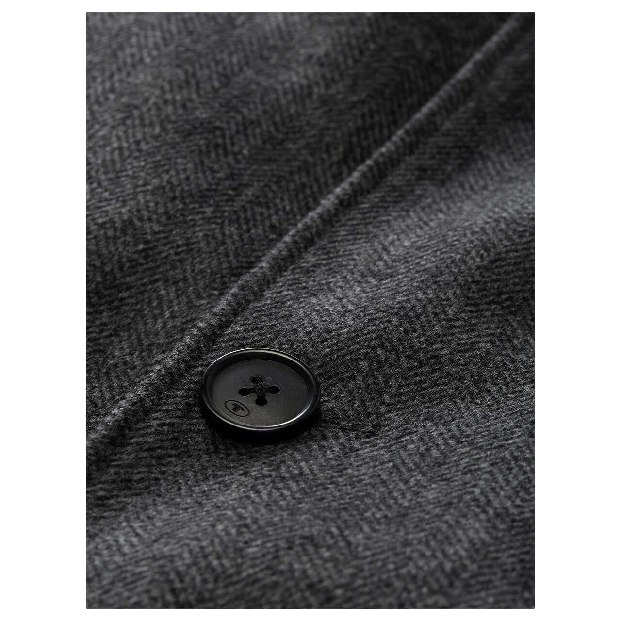Tom Tailor Herren Mantel Wool Coat 2 in 1 deep dark grey black herringbone