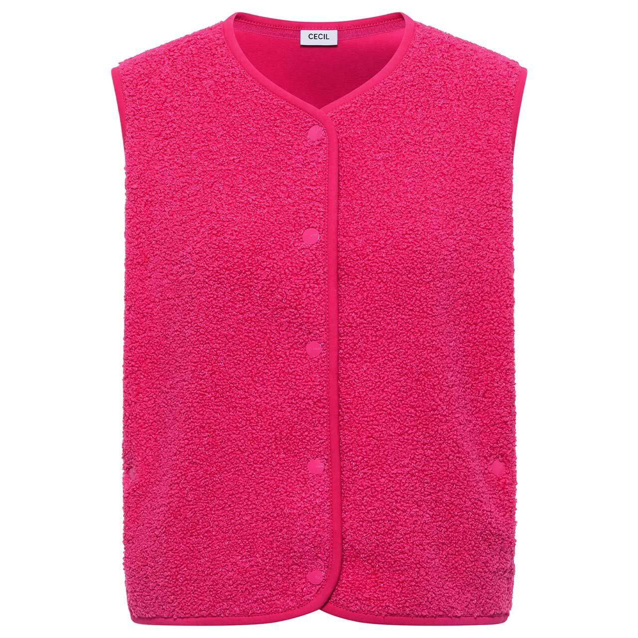 Cecil Damen Weste Curly Fake Wool Vest beetroot prink