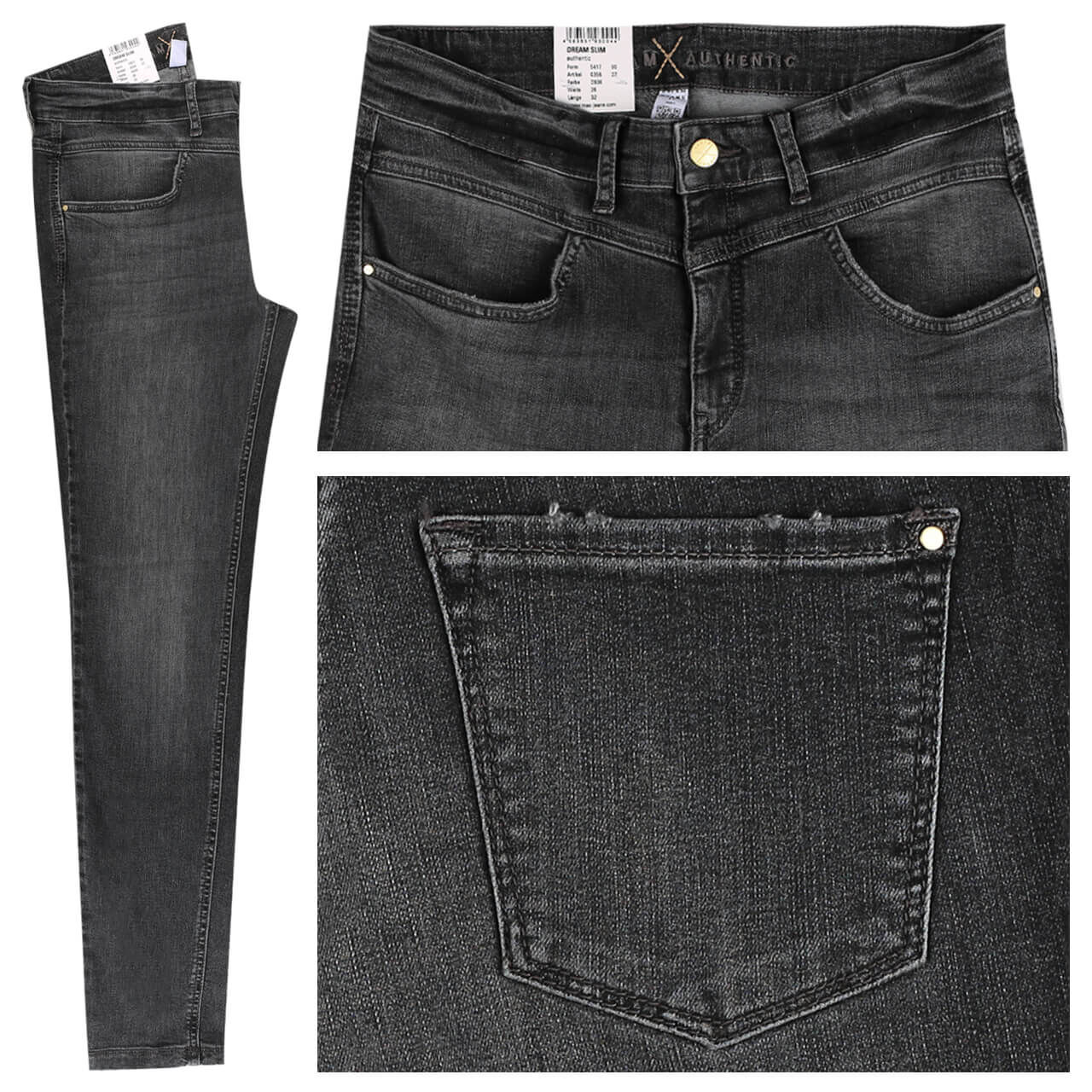 MAC Jeans Dream Slim für Damen in Dunkelgrau angewaschen, FarbNr.: D936