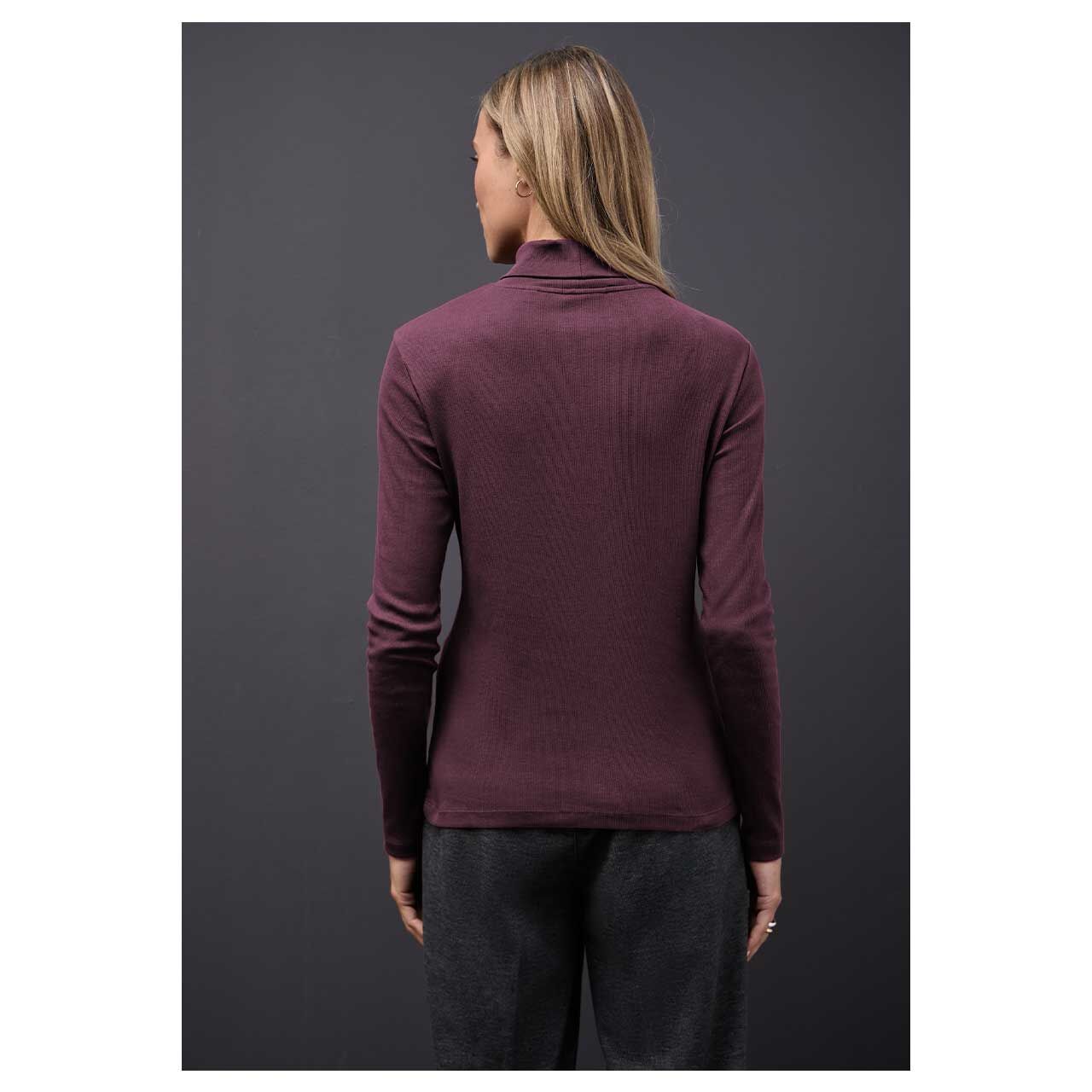 Damen Rollkragenshirt von Street One in Lila, Rückansicht am Model