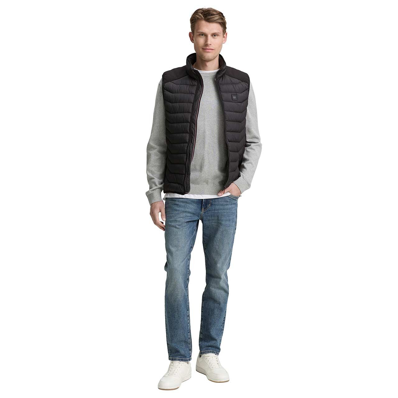 Herren Weste Hybrid Vest von Tom Tailor in Schwarz, Ganzkörperansicht