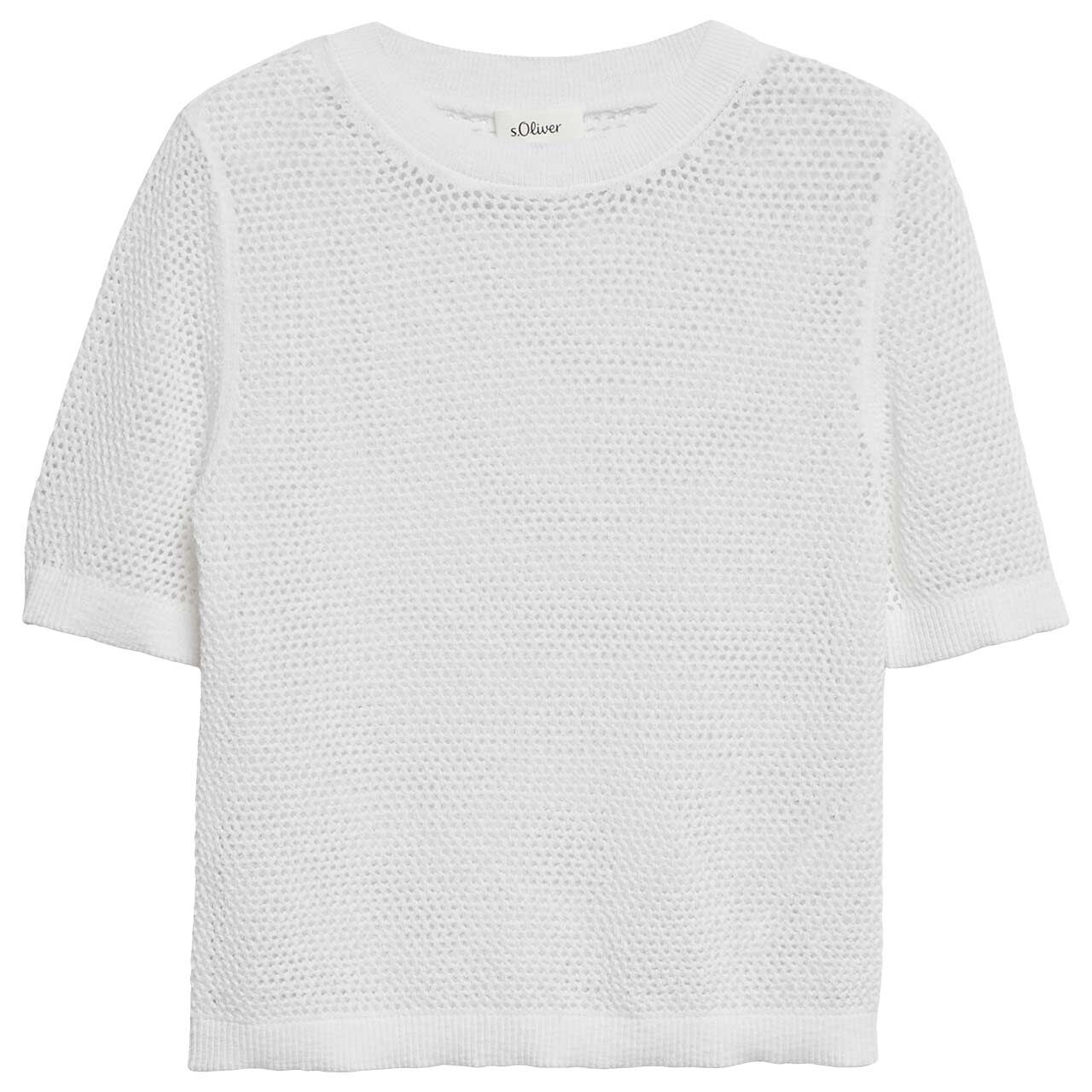 s.Oliver Damen Kurzarm Pullover white