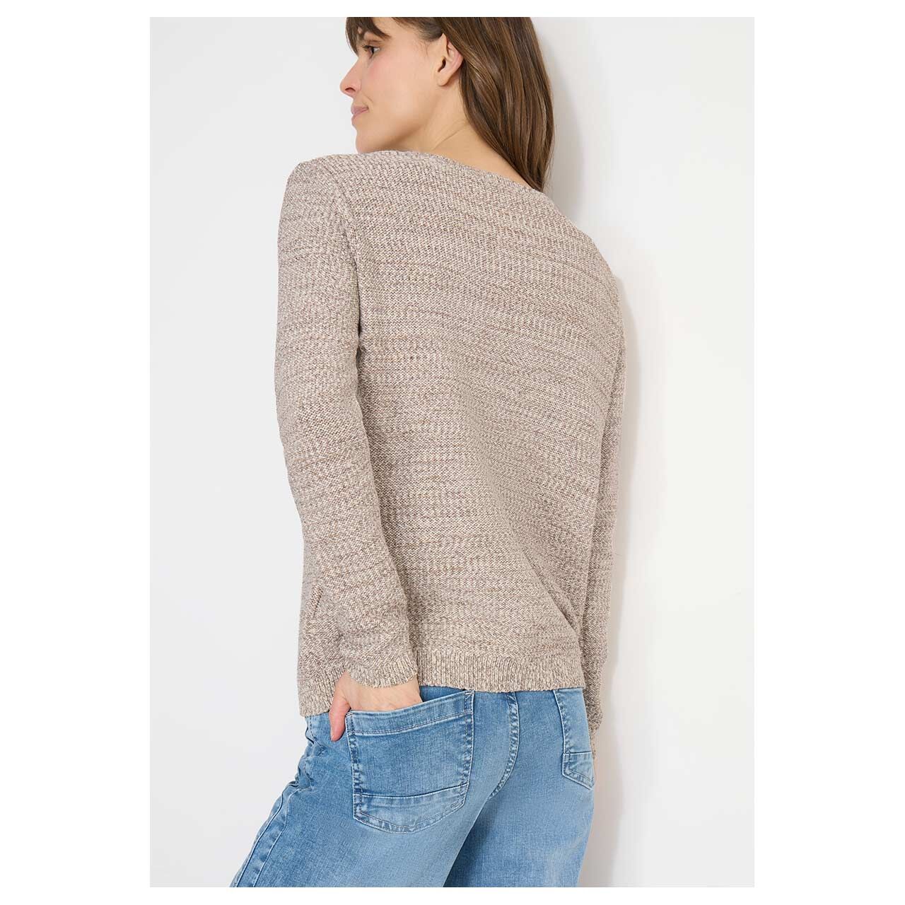 Damen Pullover Space Dye Tape von Cecil in Braun meliert, Rückansicht am Model