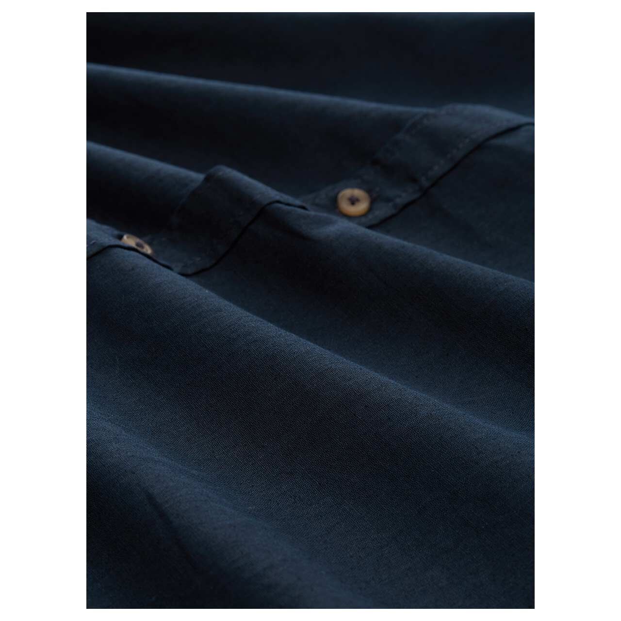 Tom Tailor Herren Leinen 1/2 Arm Hemd Cotton Linen dark sky captain blue