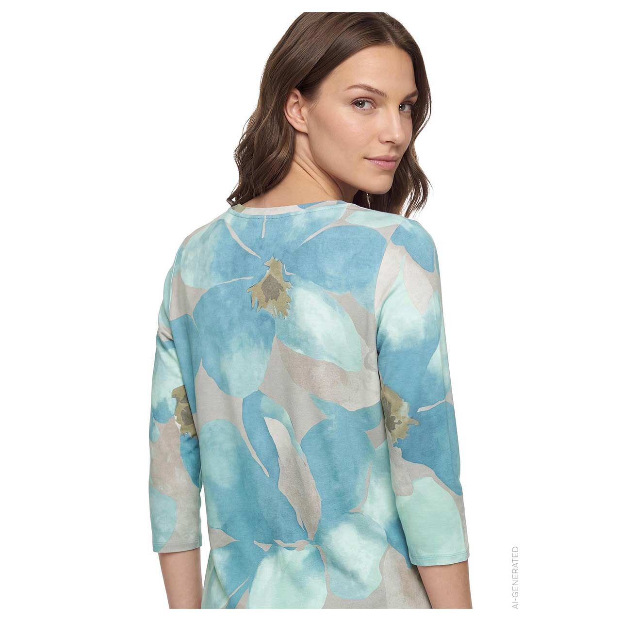 Betty Barclay 3/4 Arm Shirt petrol grey print