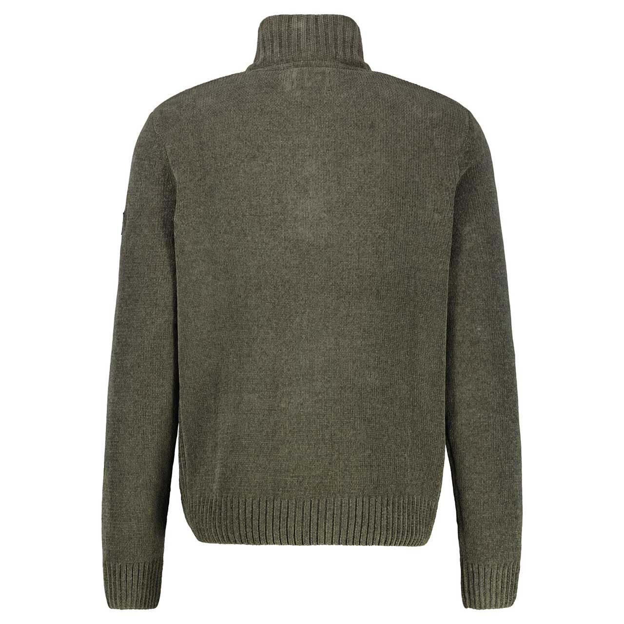 Herren Pullover Troyer Chenille Knit von Lerros in Dunkelgrün, Rückansicht