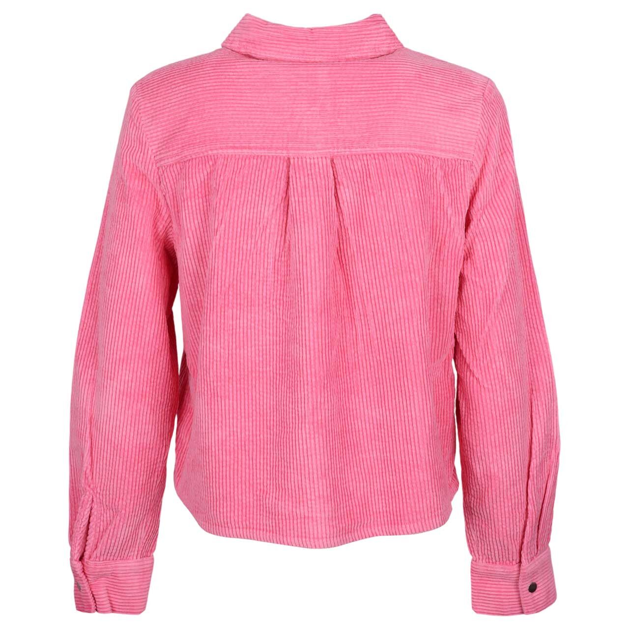 Damen Langarm Cord Bluse Corduroy Shirtcollar Button Detail von Street One in Pink, Rückansicht