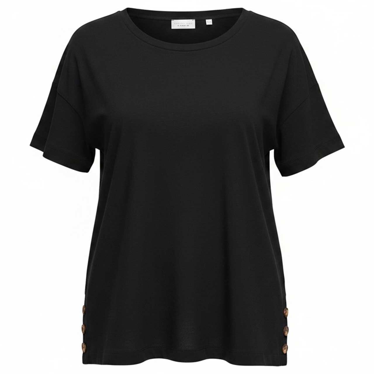 Street One Studio Damen T-Shirt Basic Short black melange