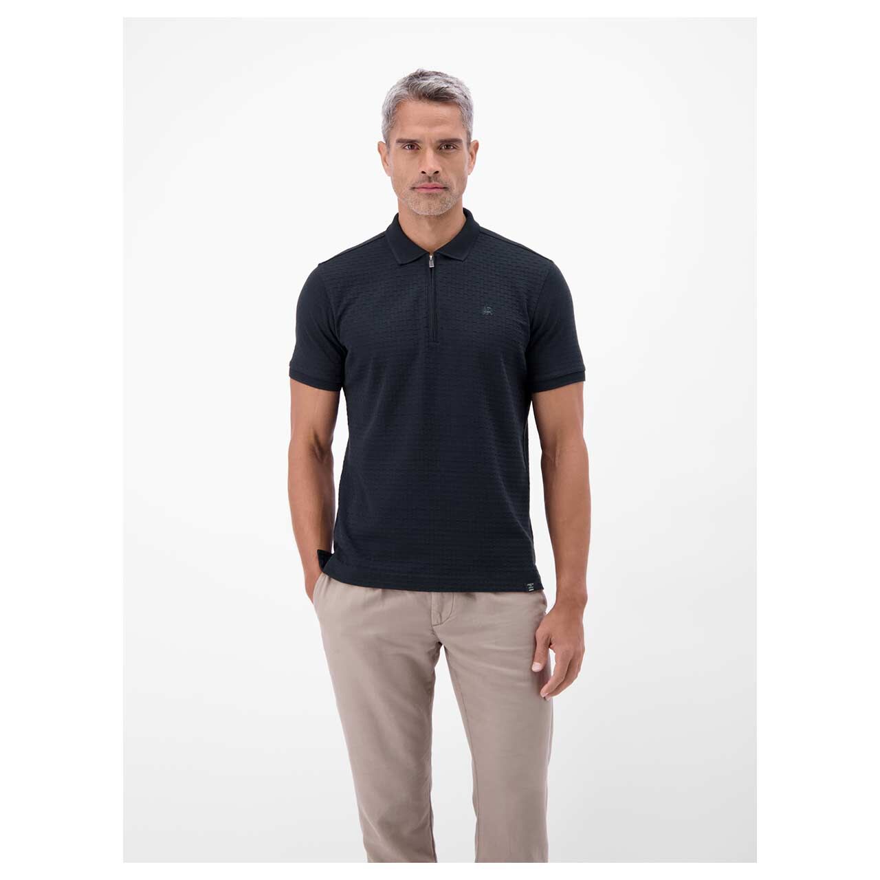Lerros Herren Poloshirt Zipper Structure classic navy