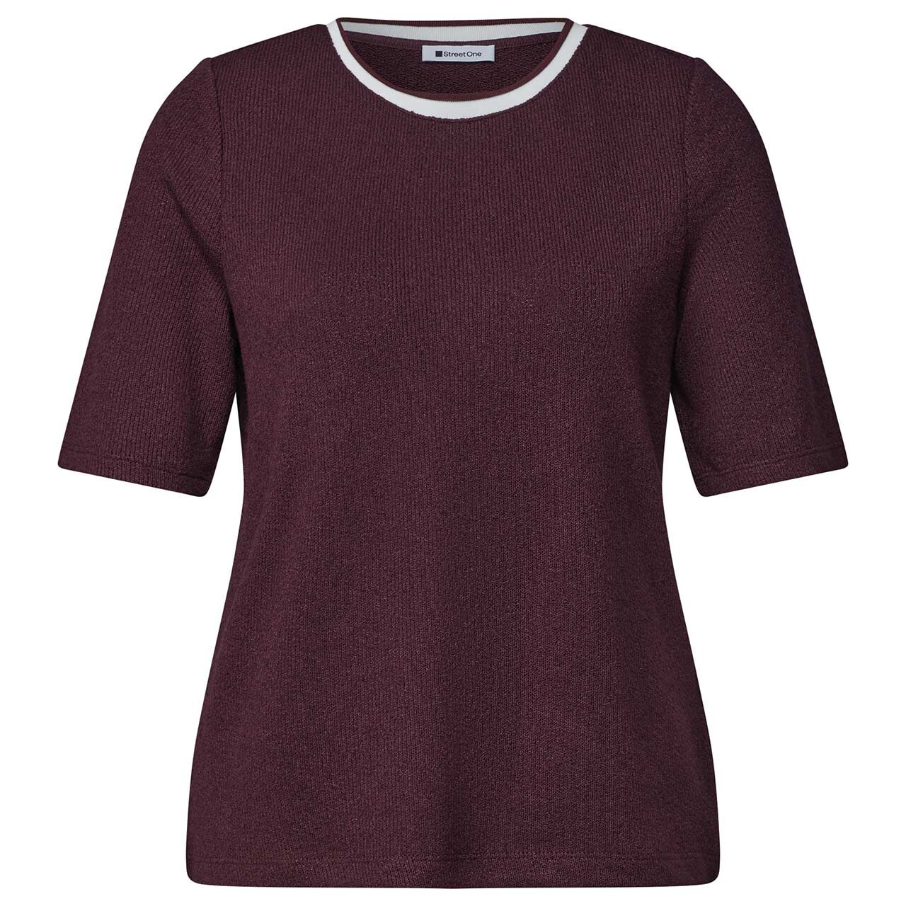 Street One Damen Kurzarm Pullover Knit Look rustic rouge