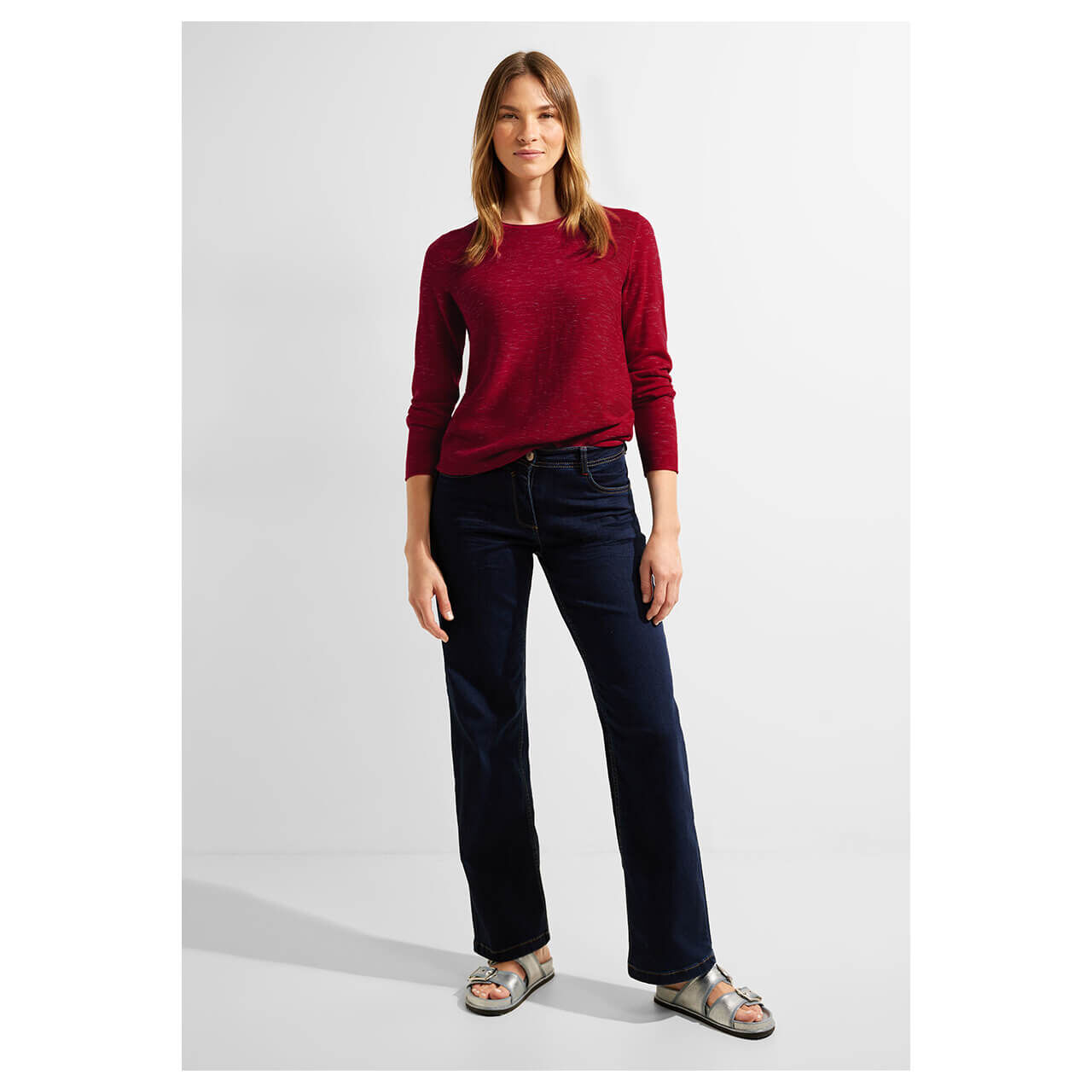 Cecil Structured Roundneck Pullover heather casual red melange