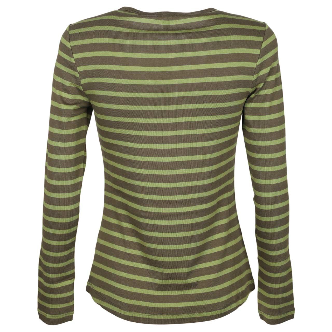 Damen Langarm Shirt von s.Oliver in Grün gestreift, Rückansicht