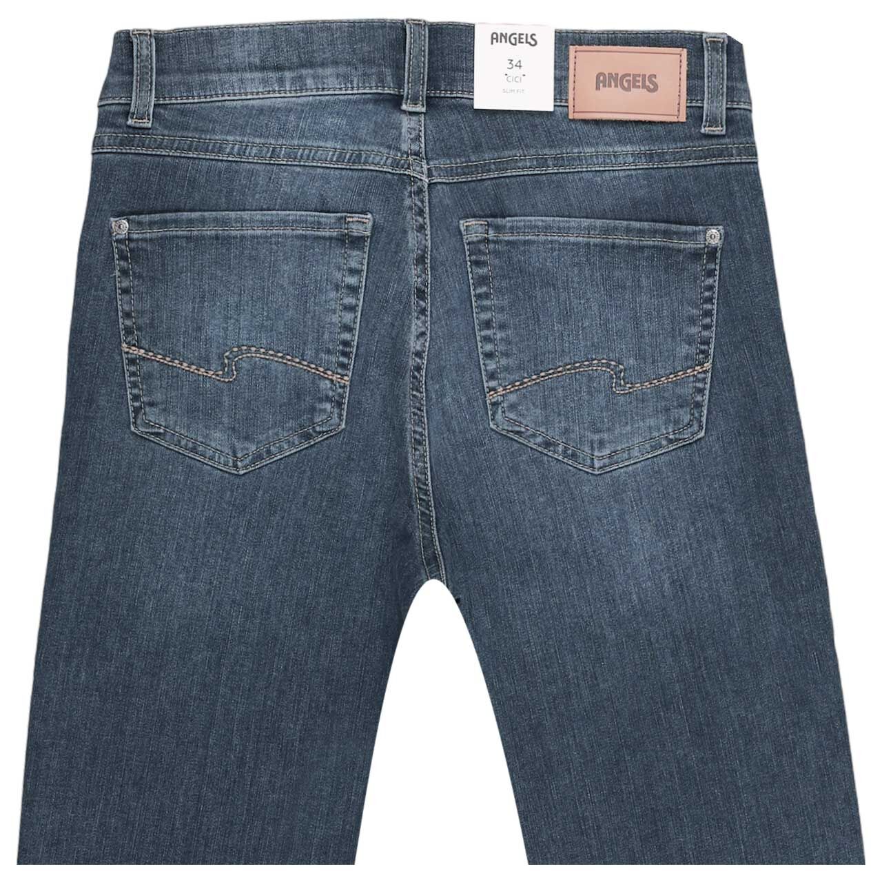Stretch Damenjeans Cici von Angels in Blau angewaschen, detaillierte Rückansicht