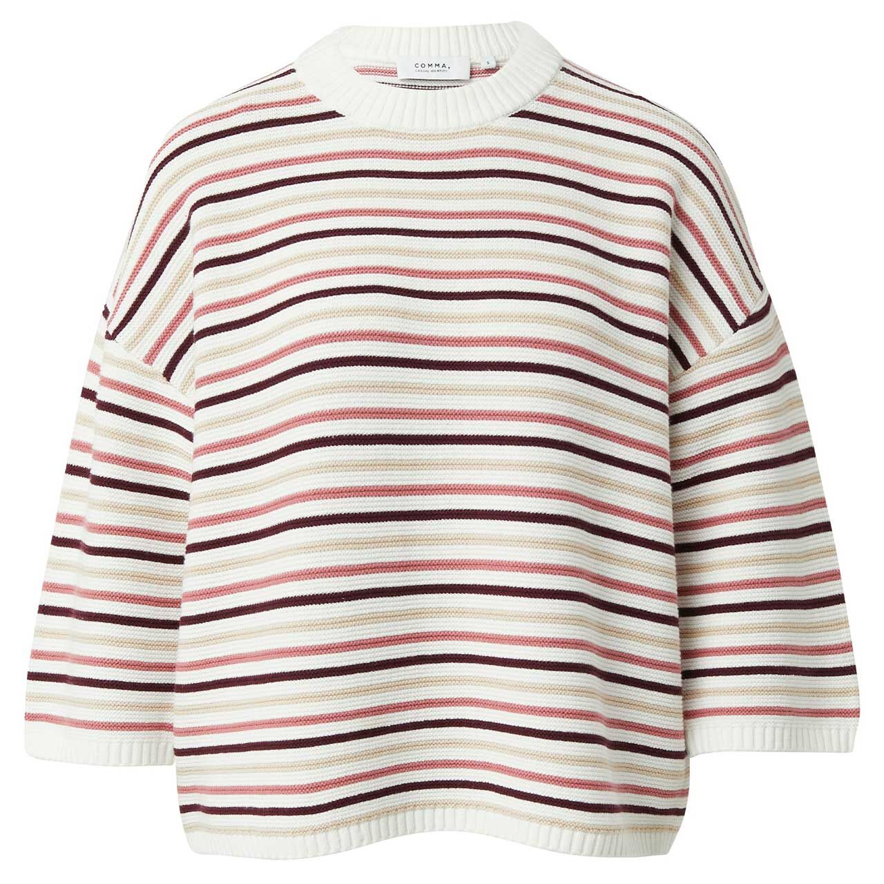 Comma Damen 3/4 Arm Pullover white base multicolour striped