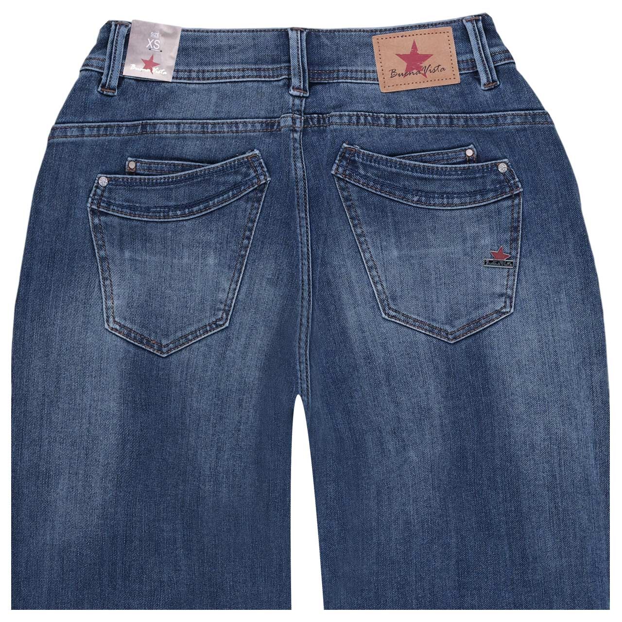 Damenjeans Malibu 7/8 Relaxed Stretch Denim von Buena Vista in Blau angewaschen, detaillierte Rückansicht