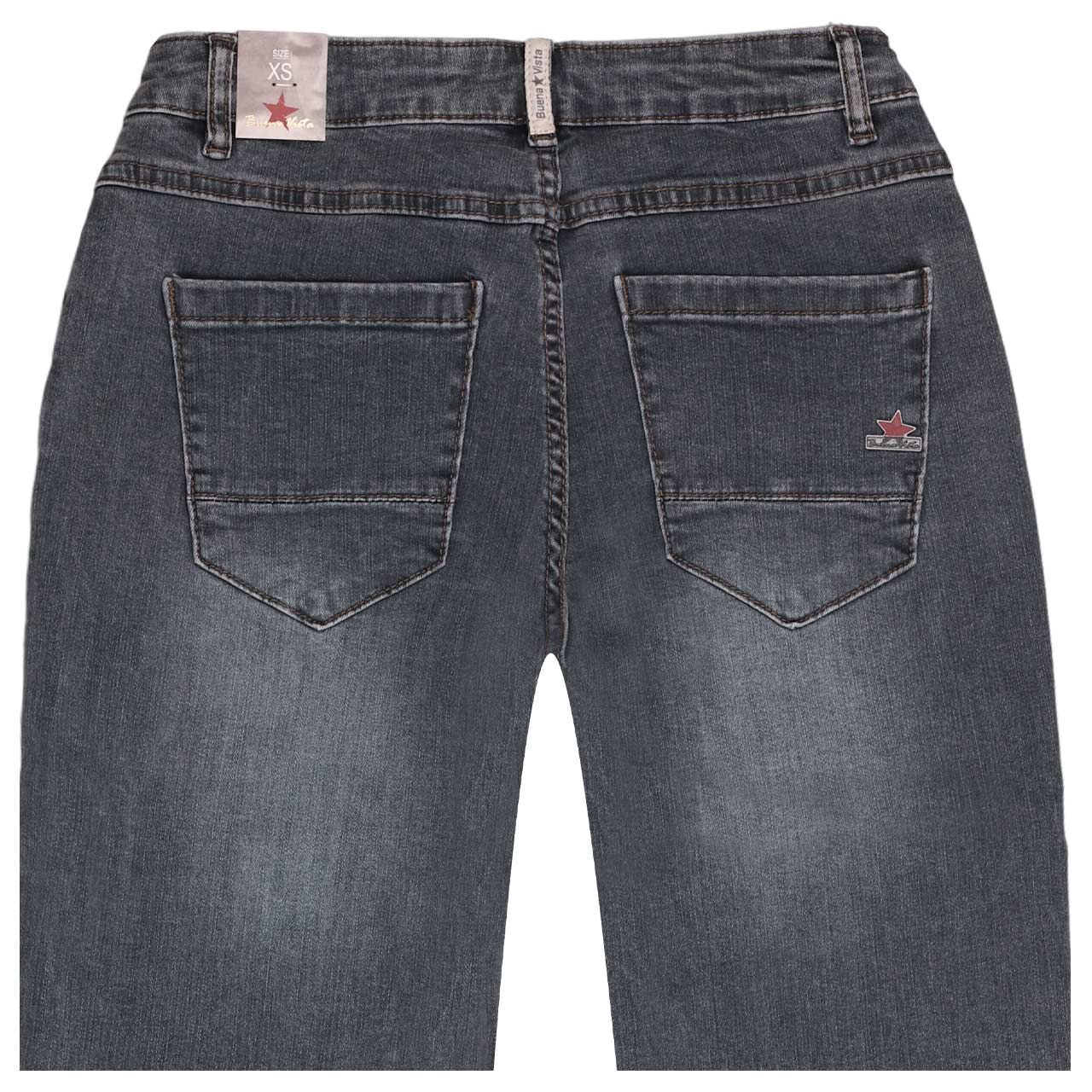 Damen Ankle Jeans Anna C Straight Cropped Stretch Denim von Buena Vista in Grau angewaschen, detaillierte Rückansicht