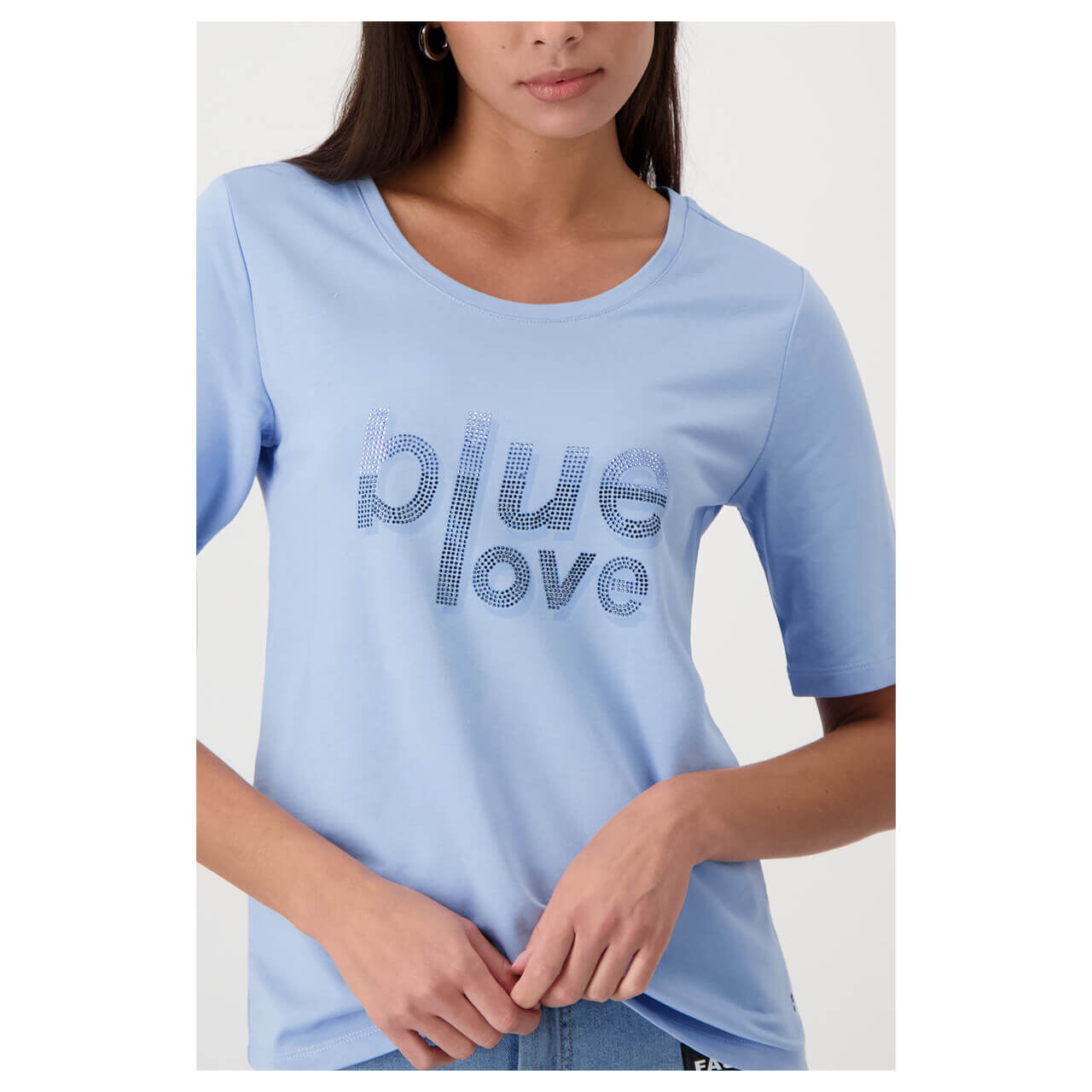Monari Damen T-Shirt light blue glitter