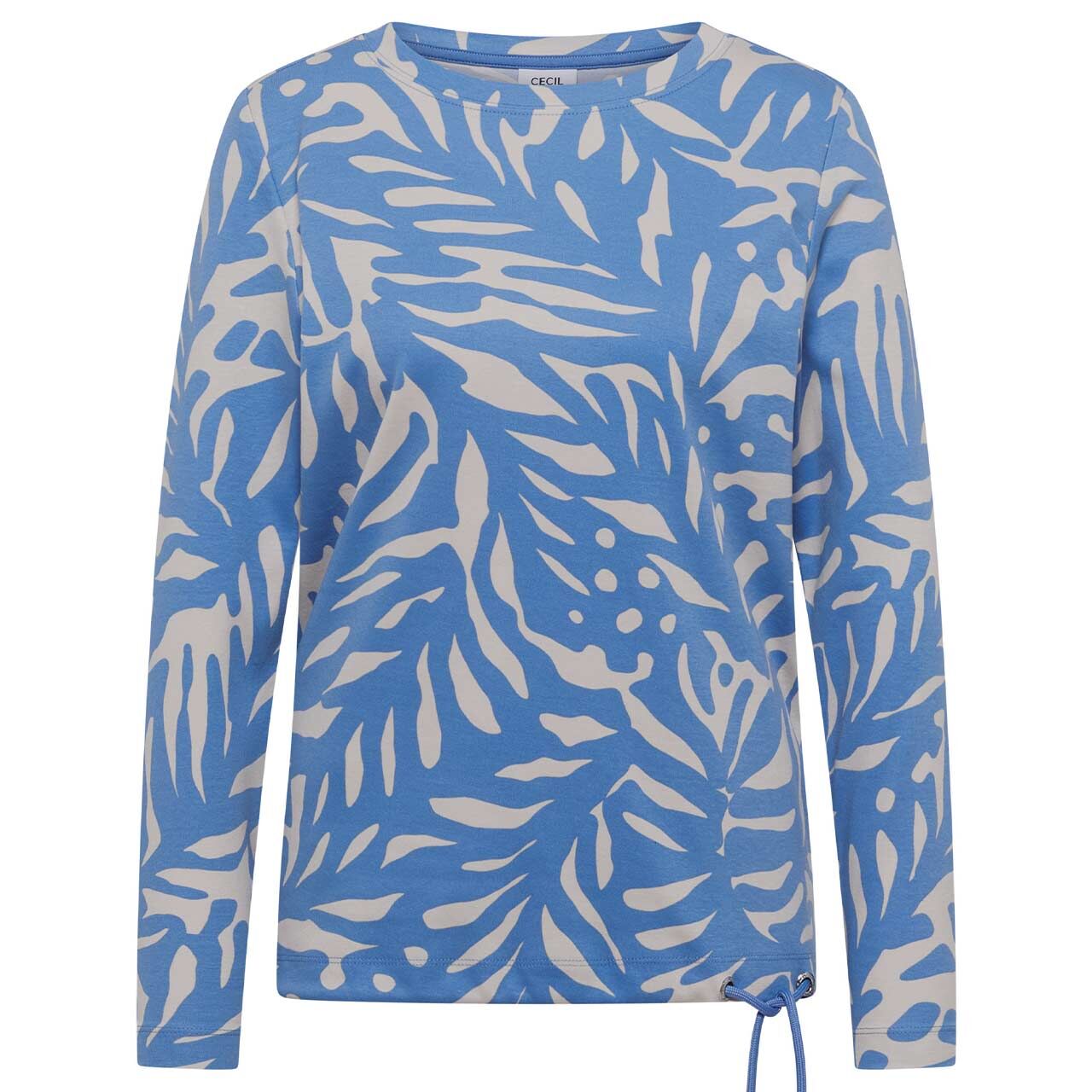 Cecil Damen Langarm Shirt Two-Tone Boatneck fountain blue