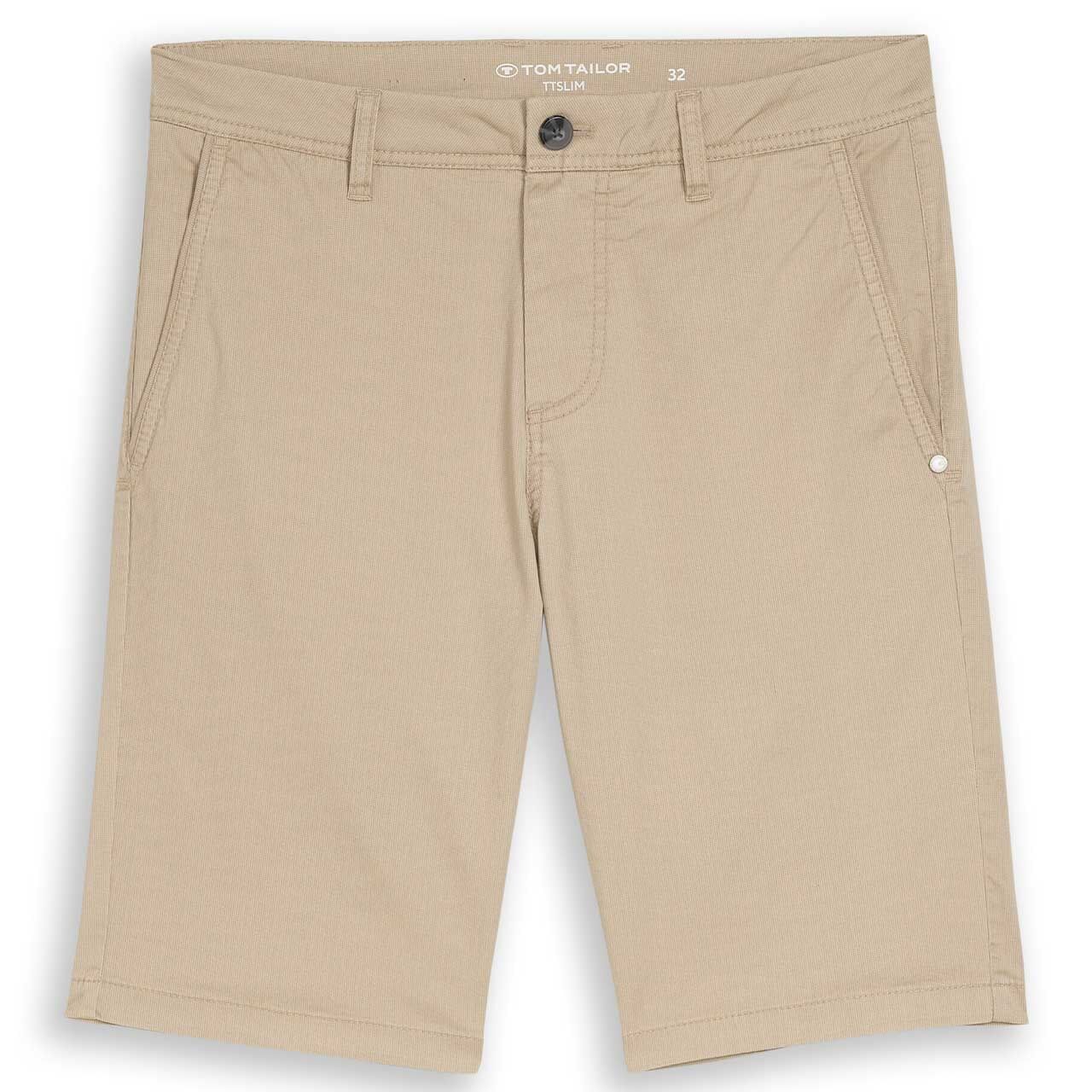 Herren Chino Baumwoll Bermuda von Tom Tailor in Beige mit Print, Vorderansicht