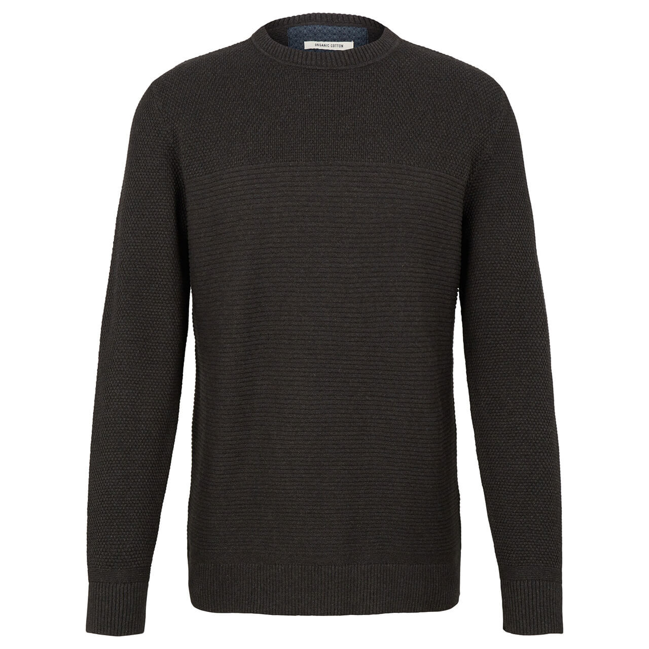 Tom Tailor Herren Basic Structured Knit Pullover black grey melange