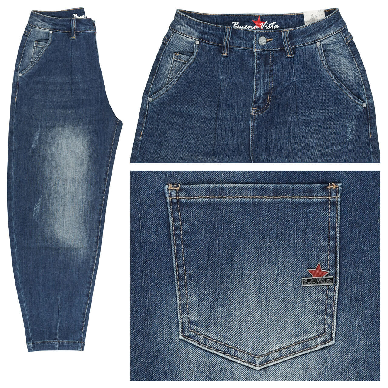 Buena Vista Ballon 7/8 Stretch Denim Jeans destroyed denim