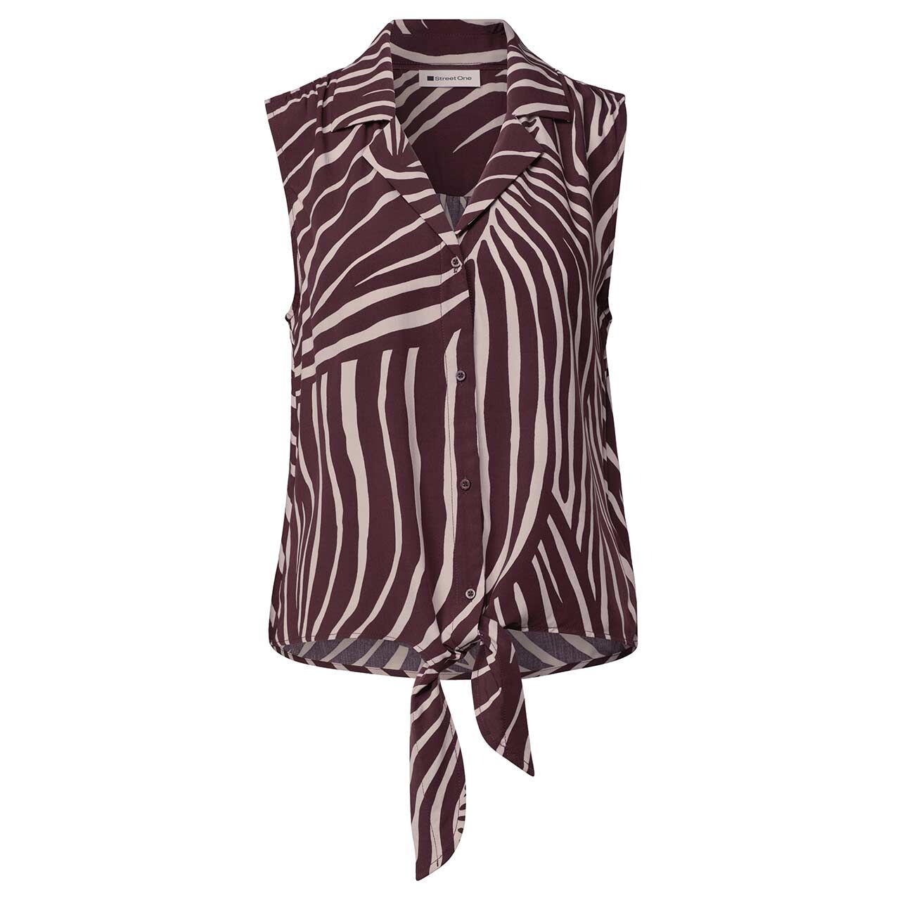 Street One Damen Blusen Top Bowling Collar rustic rouge print