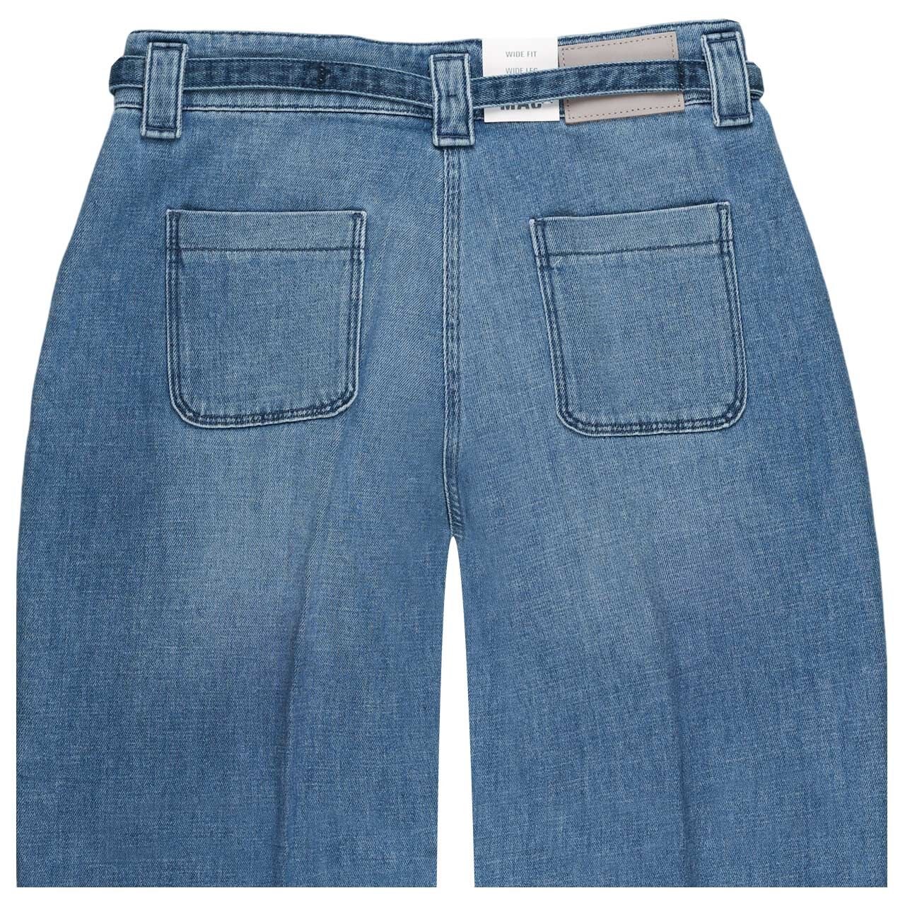 Stretch Damenjeans Sienna von MAC in Blau angewaschen, detaillierte Rückansicht