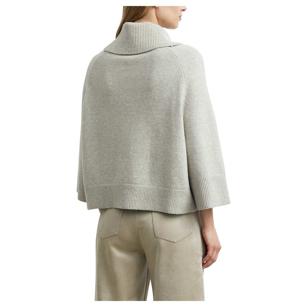 Damen 3/4 Arm Rollkragen Pullover von Comma in Hellbeige, Rückansicht am Model