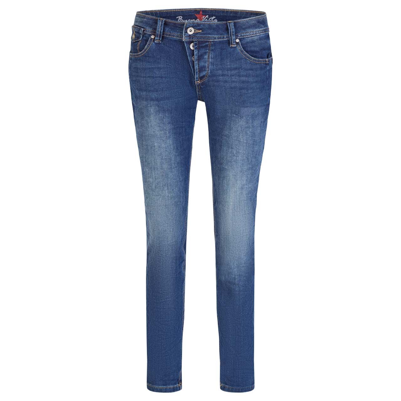 Damen Ankle Jeans Malibu CC Cropped Stretch Denim von Buena Vista in Dunkelblau verwaschen, Vorderansicht