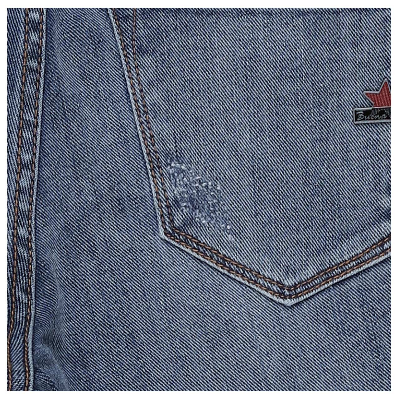 Damenjeans Italy V 7/8 Stretch Denim von Buena Vista in Blau verwaschen mit Used-Effekten, Detailansicht Used-Effekt
