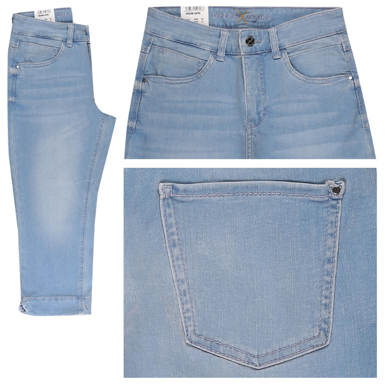 MAC Jeans Dream Capri für Damen in Hellblau angewaschen, FarbNr.: D427