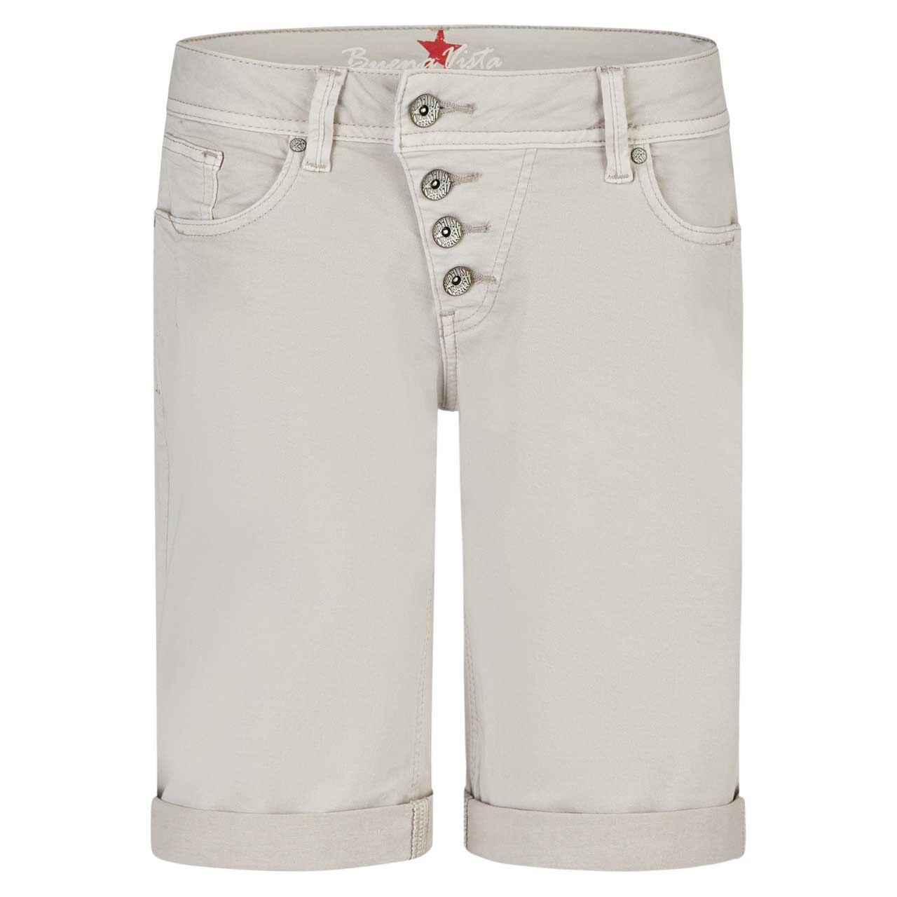 Damen Stretch Baumwollhose Malibu-Short Summer Twill von Buena Vista in Zartgrau, Vorderansicht