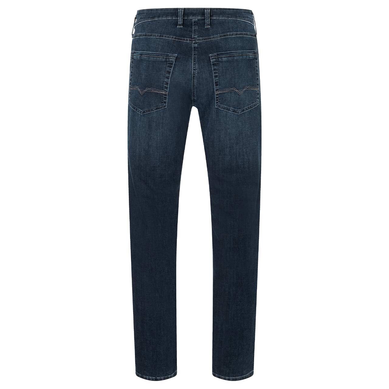 Stretch Herrenjeans Arne von MAC in Dunkelblau angewaschen, Rückansicht