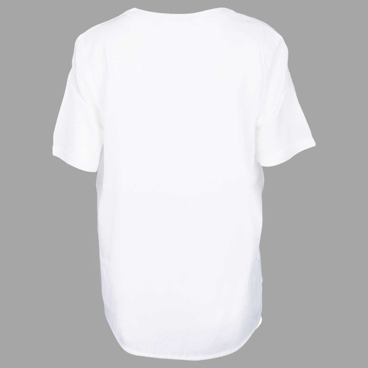 Damen Kurzarm Bluse Splitneck Turn-Up von Street One in Cremeweiß, Rückansicht