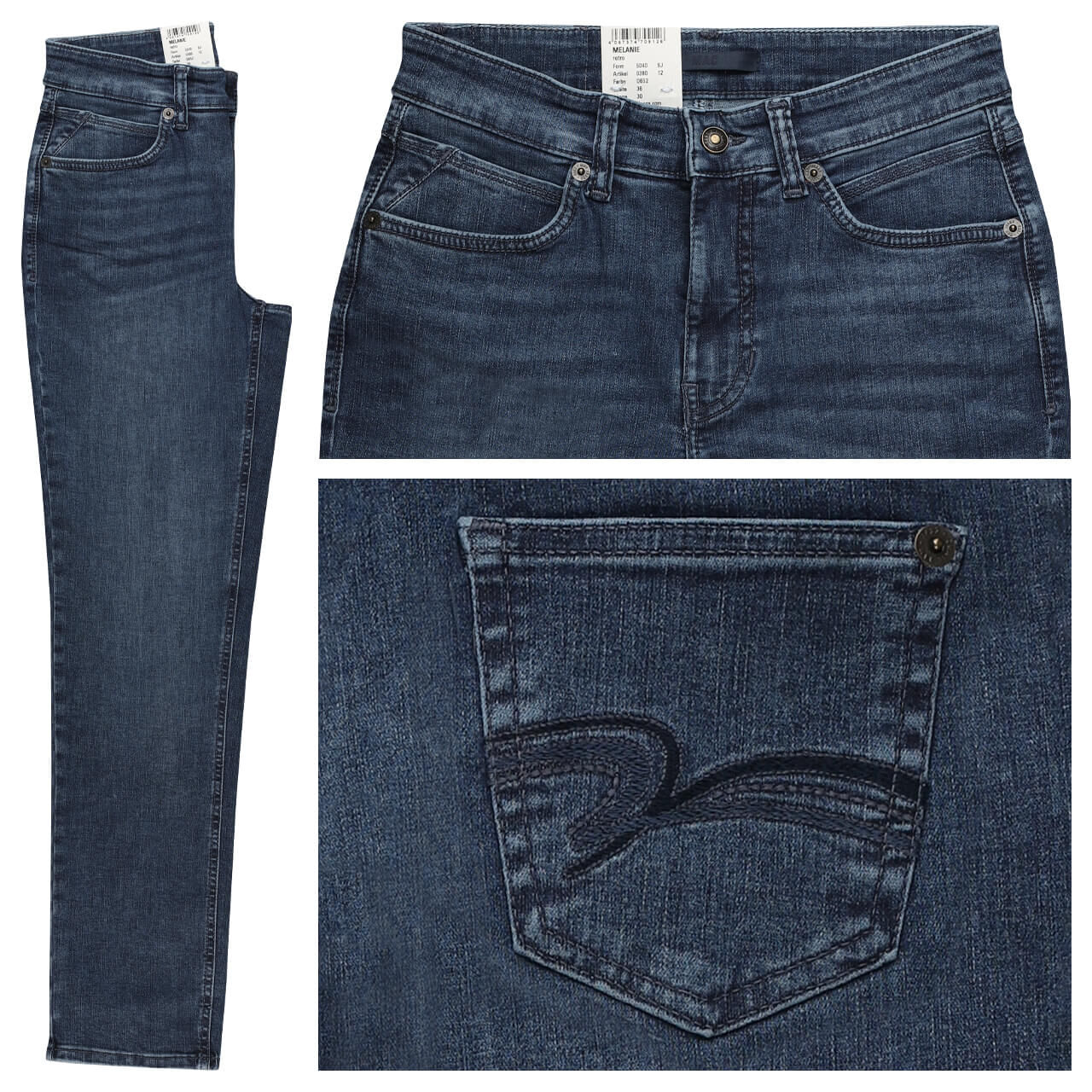 MAC Melanie Jeans Retro mid blue destroy washed